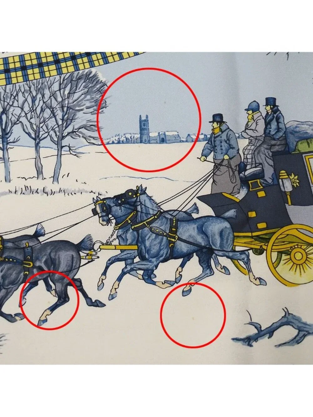 Hermes Scarf Carre 90 L'hiver en Poste Winter Mail Silk Blue
